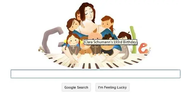 Google Doodle чества 193 години от рождението на Клара Шуман