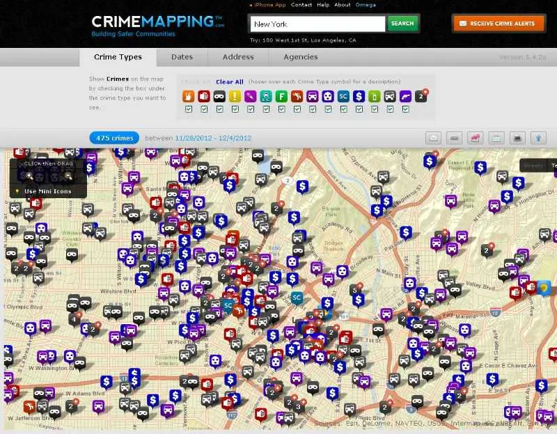 Виртуална карта информира американците за престъпността в градове и квартали