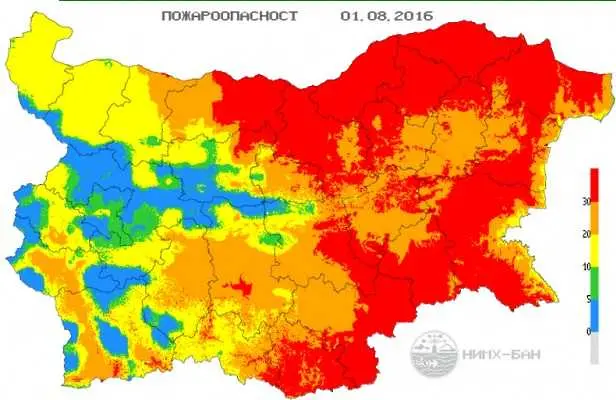 Червен код за опасност от пожари в 14 области